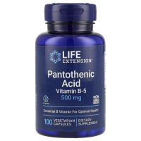 Пантотеновая кислота (витамин В-5), Pantothenic Acid, Life Extension, 500 мг, 100 вегетарианских капсул