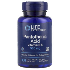 Пантотеновая кислота (витамин В-5), Pantothenic Acid, Life Extension, 500 мг, 100 вегетарианских капсул