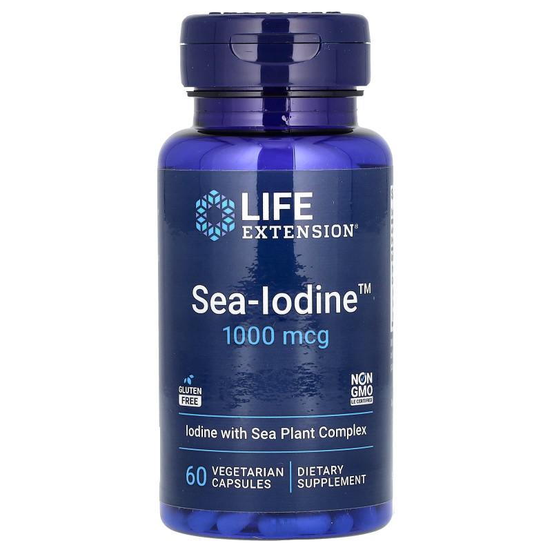 Йод, Sea-Iodine, Life Extension, 1000 мкг, 60 вегетарианских капсул