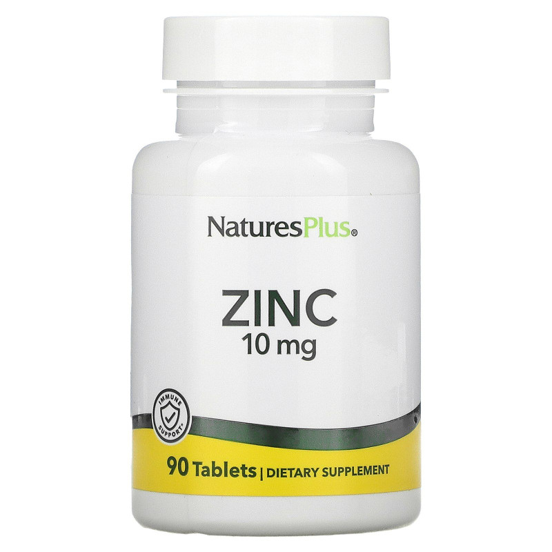 Цинк в таблетках, Zinc, Nature's Plus, 10 мг, 90 таблеток