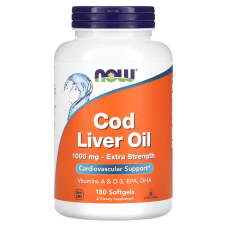 Рыбий жир из печени трески, Cod Liver Oil, Now Foods, 1000 мг, 180 гелевых капсул
