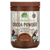 Порошок какао, Real Food, Cocoa Powder, Now Foods, органический, 340 г