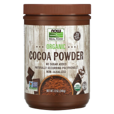 Порошок какао, Real Food, Cocoa Powder, Now Foods, органический, 340 г