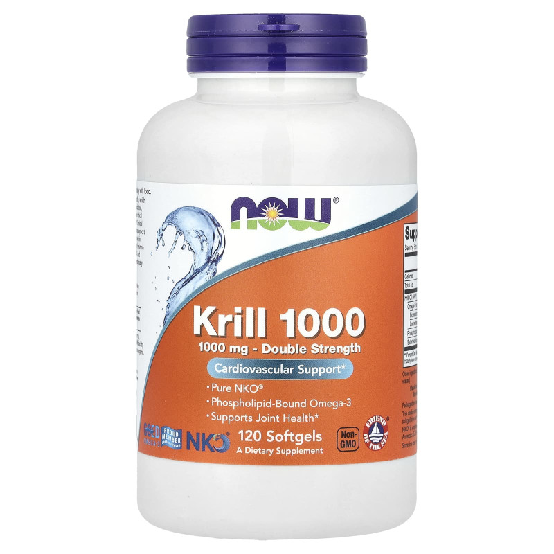 Масло криля Neptune, Krill, Now Foods, подвійна сила, 1000 мг, 120 капсул