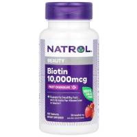 Биотин, Biotin, Natrol, клубника, 10000 мкг, 60 таблеток