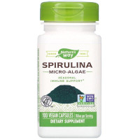 Спіруліна, Spirulina, Nature's Way, мікроводорості, 760 мг, 100 веганських капсул