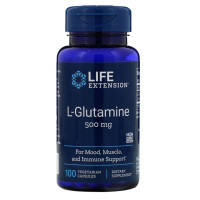 Глутамін, L-Glutamine, Life Extension, 500 мг, 100 капсул