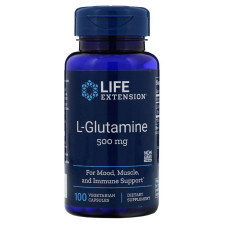 Глютамин, L-Glutamine, Life Extension, 500 мг, 100 капсул