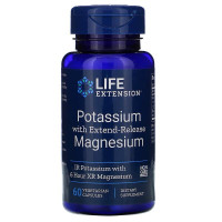Калій з магнієм, Potassium with Extend-Release Magnesium, Life Extension, пролонгованої дії, 60 вегетаріанських капсул