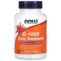 Вітамін С та цинк для імунітету, C-1000 Zinc Immune, Now Foods, 1000 мг/15 мг, 90 вегетаріанських капсул