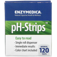 Тест-полоски для определения рН, pH-Strips, Enzymedica, одноразовый дозатор, 120 тестов
