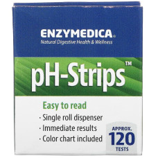 Тест-смужки для визначення рН, pH-Strips, Enzymedica, одноразовий дозатор, 120 тестів