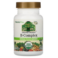 Комплекс вітамінів групи В, B-Complex, Nature's Plus, Source of Life Garden, органік, 60 капсул