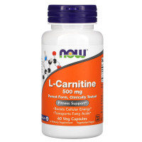 L-карнітин, L-Carnitine, NOW Foods, 500 мг, 60 вегетаріанських капсул
