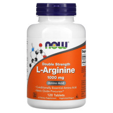 L-аргинин, L-Arginine, Now Foods, двойная сила, 1000 мг, 120 таблеток