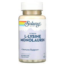 L-лизин монолаурин, L-Lysine Monolaurin, Solaray, 60 вегетарианских капсул