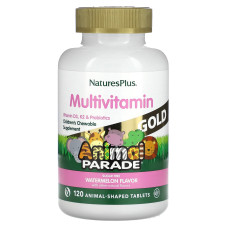 Вітаміни для дітей, Chewable Multi-Vitamin, Nature's Plus, Animal Parade, смак кавуна, 120 таблеток у формі тварин