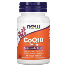 Коэнзим Q10, CoQ10, Now Foods, 60 мг, 60 вегетарианских капсул