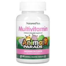 Мультивітаміни та мінерали для дітей, Animal Parade Multivitamin, NaturesPlus, смак кавуна, 90 жувальних цукерок у формі тварин