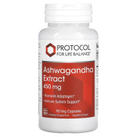Ашваганда, Ashwagandha, Protocol for Life Balance, экстракт, 450 мг, 90 растительных капсул