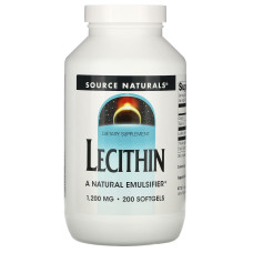 Лецитин, Lecithin, Source Naturals, 1200 мг, 200 капсул