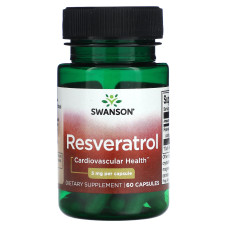 Ресвератрол, Resveratrol, Swanson, 5 мг, 60 капсул