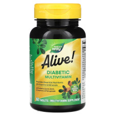 Мультивитамины для диабетиков, Diabetic Multivitamin, Alive!, Nature's Way, 60 таблеток