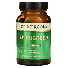 Иммунная защита животных, SpiruGreen, Dr. Mercola, для кошек и собак, 180 таблеток (90 г)