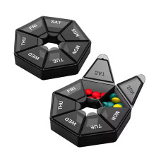 Органайзер для таблеток на 7 дней, 7 Side Pill box, MEMOSAN, черный