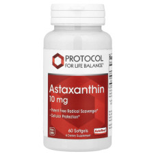 Астаксантин, Astaxanthin, Protocol for Life Balance, 10 мг, 60 гелевых капсул