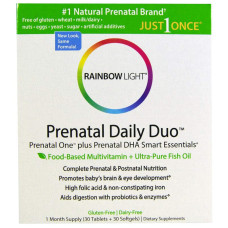 Витамины + Рыбий жир для беременных, Prenatal One plus Prenatal DHA Smart Essentials, Rainbow Light, 30 капсул + 30 таблеток