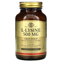 L-лизин, L-Lysine, Solgar, свободная формула, 500 мг, 100 вегетарианских капсул