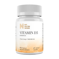 Витамин D3, Vitamin D3, My Nutri Week, 25 мкг (1000 МЕ), 120 капсул