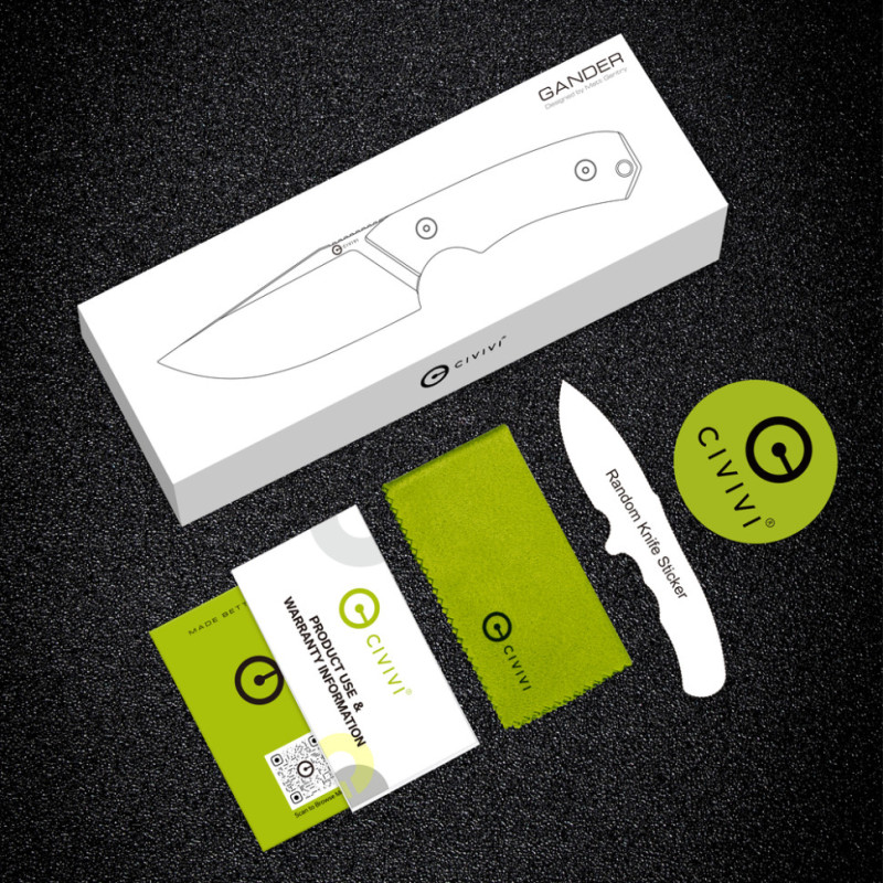 Ніж фіксований тактичний Civivi Gander, (9.2 см) 14C28N / Micarta чорний