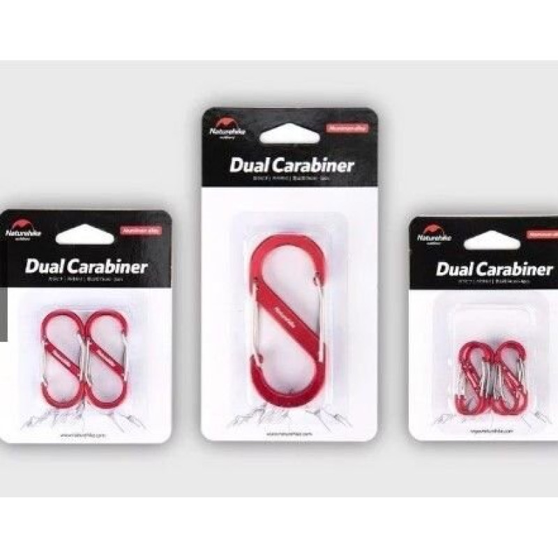Карабін багатофункціональний Naturehike S-type NH20GS004, 40 мм, 4 шт, червоний