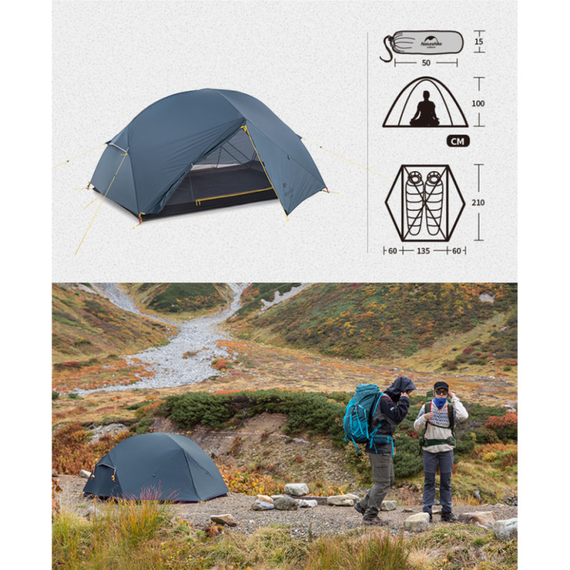 Намет двомісний ультралегкий Naturehike Mongar UL NH19M002-J, синій