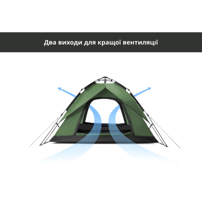 Намет тримісний автоматичний Naturehike NH21ZP008, темно-зелений