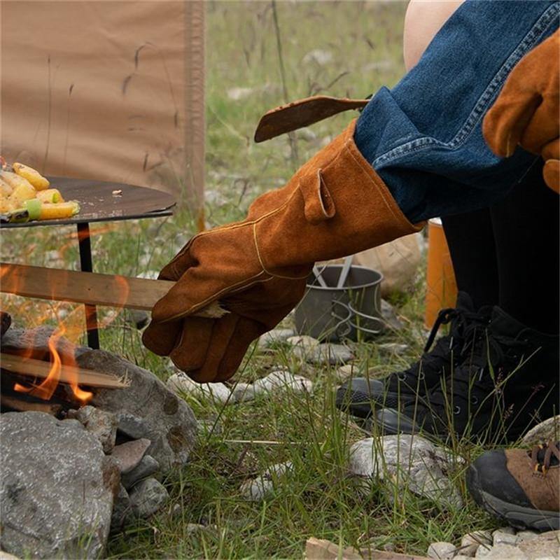 Рукавички вогнестійкі шкіряні Naturehike NH20FS042, розмір L, коричневі