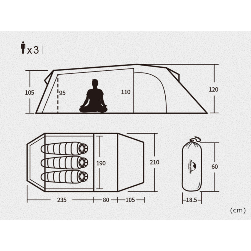 Намет тримісний Naturehike Opalus, UL, NH17L001-L, світло-зелений