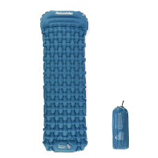 Матрац туристичний водонепроникний одномісний Naturehike CNK2300DZ0001, 198x59x6.5 см, темно-синій із вбудованою помпою для надування