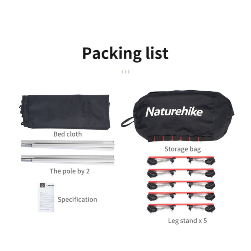 Ліжко складане Naturehike XJC05 NH20JJ001, Поліестер Oxford / алюміній, темно-зелене