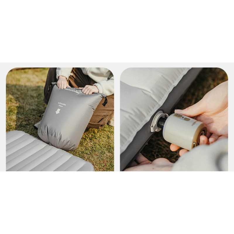 Матрац туристичний надувний одномісний Naturehike CNK2450WS034, 198х68х9.5 см, білий, для кемпінгу із мішком для надування