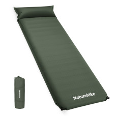 Матрац з подушкою ортопедичний одномісний Naturehike CNK2450WS020, самонадувний, 200х63х10 см, темно-зелений