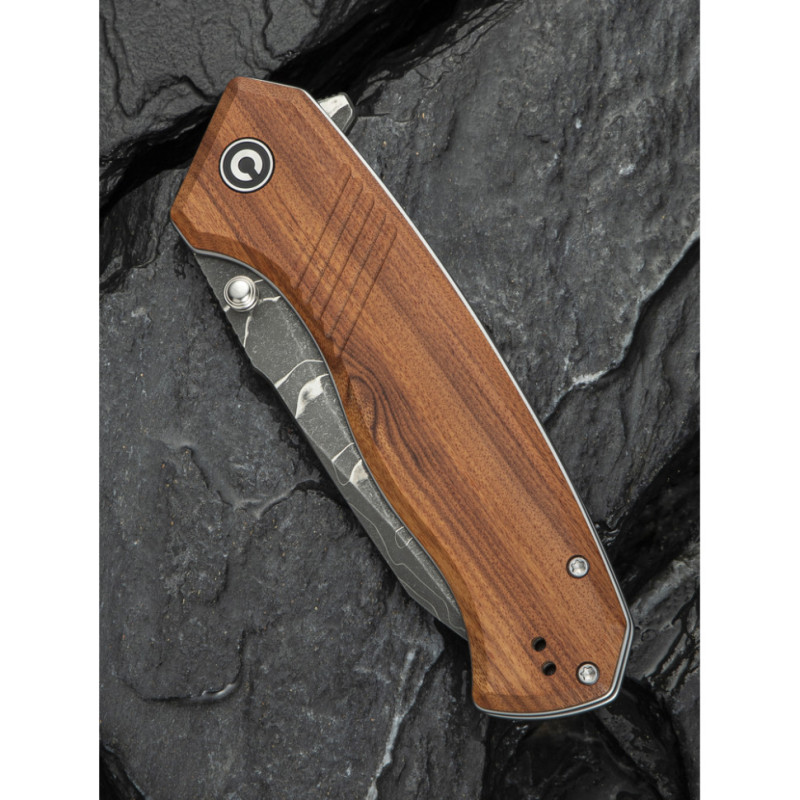 Ніж складаний туристичний Civivi Placoid, (9.3 см) Damascus / Guibourtia Wood