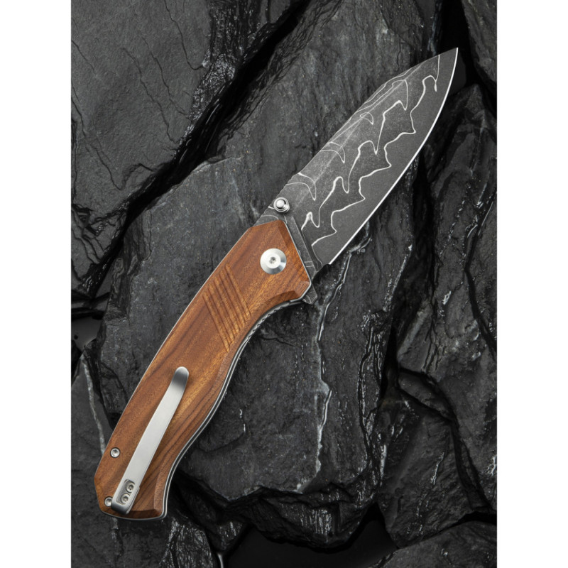 Ніж складаний туристичний Civivi Placoid, (9.3 см) Damascus / Guibourtia Wood