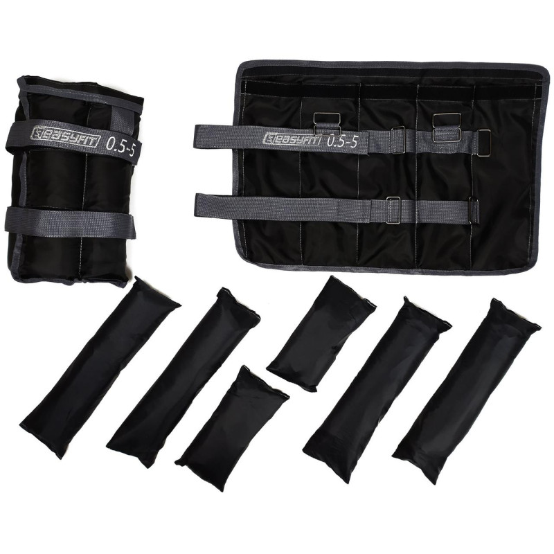 Утяжелитель-трансформер для ног и рук EasyFit наборной (жилет), Вес 0,5-5 кг, Оксфорд, Песок, Черный