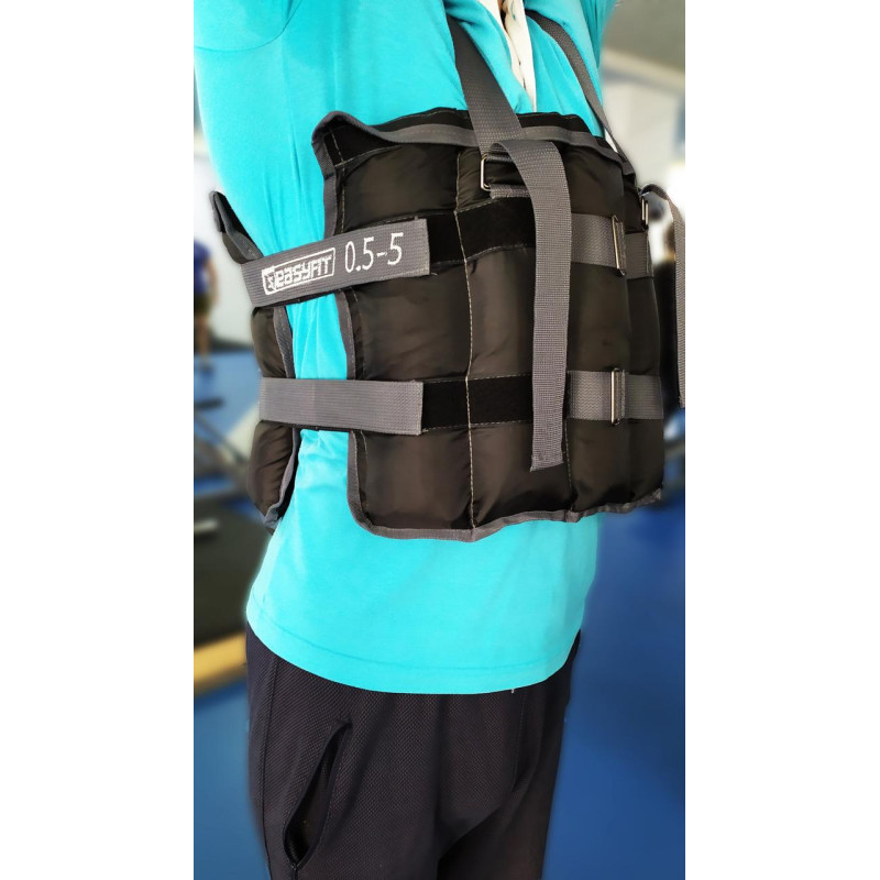 Утяжелитель-трансформер для ног и рук EasyFit наборной (жилет), Вес 0,5-5 кг, Оксфорд, Песок, Черный