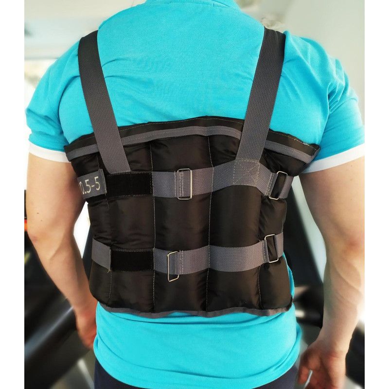 Утяжелитель-трансформер для ног и рук EasyFit наборной (жилет), Вес 0,5-5 кг, Оксфорд, Песок, Черный