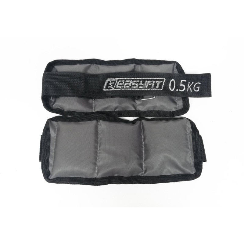 Утяжелители для ног и рук с металлом EasyFit Metal (пара), Вес 0,5 кг, Оксфорд, Металл, Черно-серый