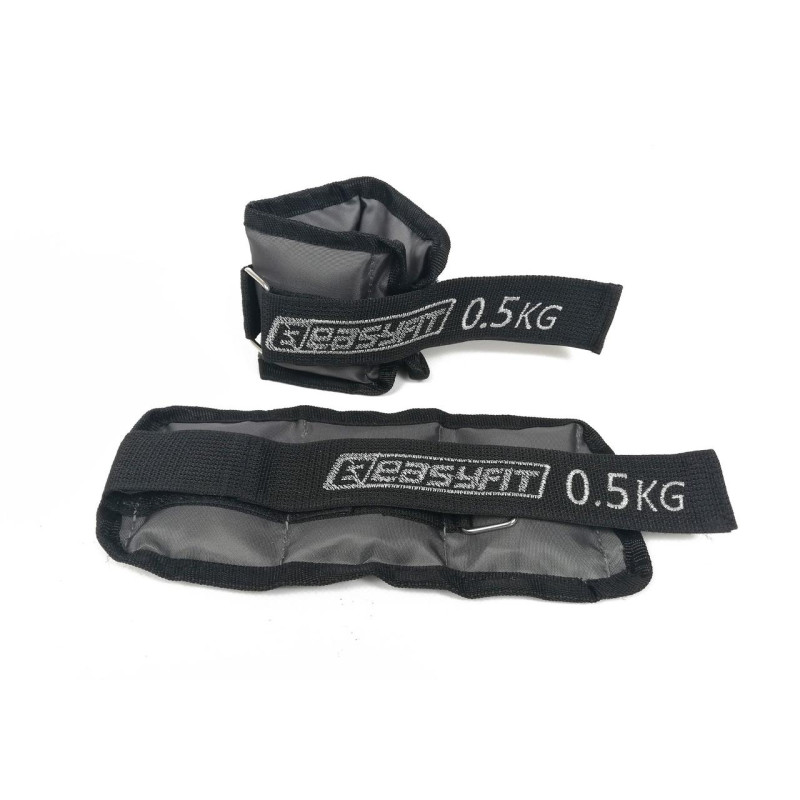 Утяжелители для ног и рук с металлом EasyFit Metal (пара), Вес 0,5 кг, Оксфорд, Металл, Черно-серый